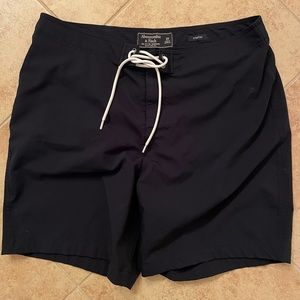 Abercrombie & Fitch navy blue swim trunks slim